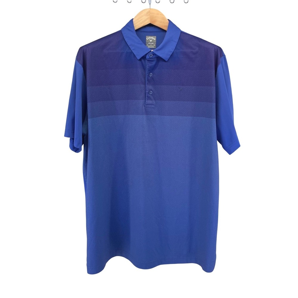 Callaway Opti-Dri Mens Blue Gradient Performance Golf Polo Shirt XL Short Sleeve